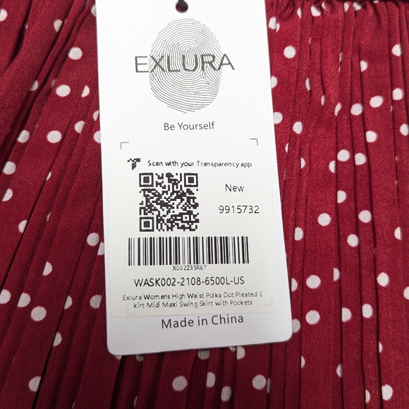 Exlura High Waist Pull On Pleated Polka Dot Maxi Skirt Holiday Disneybounding - Picture 8 of 9